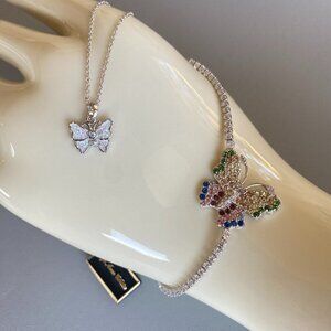 FAC Butterfly Crystal Bolo Bracelet & Necklace NWT​​
